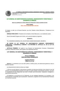 Ley General de Asentamientos Humanos, Ordenamiento territorial y Desarrollo Urbano